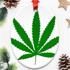 Marijuana Weed Drugs Neon Cannabis Green Leaf Sign Ornament (oval) by Mariart