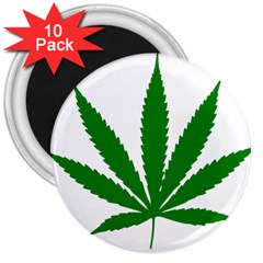 Marijuana Weed Drugs Neon Cannabis Green Leaf Sign 3  Magnets (10 Pack)  by Mariart