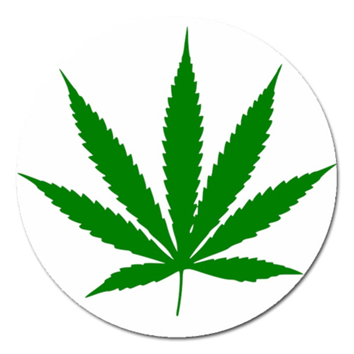 Marijuana Weed Drugs Neon Cannabis Green Leaf Sign Magnet 5  (Round)