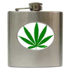 Marijuana Weed Drugs Neon Cannabis Green Leaf Sign Hip Flask (6 Oz) by Mariart