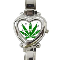 Marijuana Weed Drugs Neon Cannabis Green Leaf Sign Heart Italian Charm Watch by Mariart