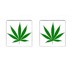 Marijuana Weed Drugs Neon Cannabis Green Leaf Sign Cufflinks (square)