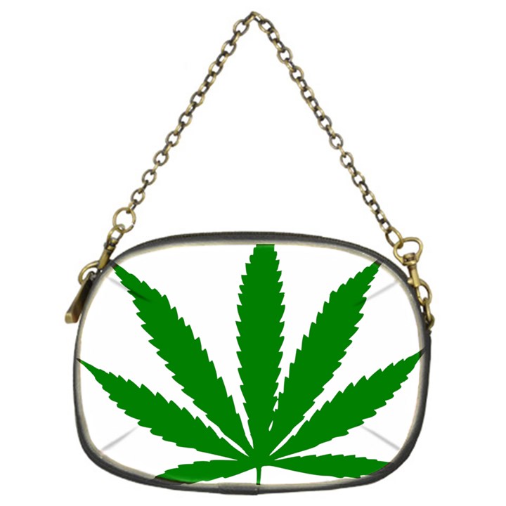 Marijuana Weed Drugs Neon Cannabis Green Leaf Sign Chain Purses (One Side) 