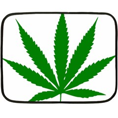 Marijuana Weed Drugs Neon Cannabis Green Leaf Sign Double Sided Fleece Blanket (mini) 