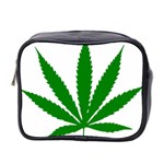 Marijuana Weed Drugs Neon Cannabis Green Leaf Sign Mini Toiletries Bag 2-Side Front