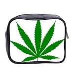 Marijuana Weed Drugs Neon Cannabis Green Leaf Sign Mini Toiletries Bag 2-Side Back