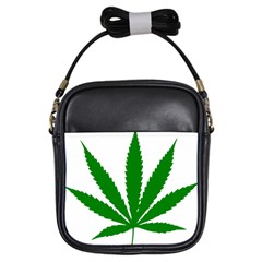 Marijuana Weed Drugs Neon Cannabis Green Leaf Sign Girls Sling Bags by Mariart