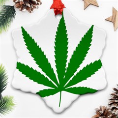 Marijuana Weed Drugs Neon Cannabis Green Leaf Sign Ornament (snowflake)