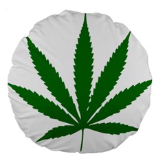 Marijuana Weed Drugs Neon Cannabis Green Leaf Sign Large 18  Premium Round Cushions by Mariart