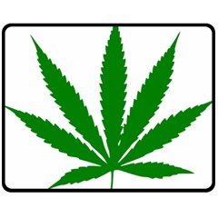 Marijuana Weed Drugs Neon Cannabis Green Leaf Sign Double Sided Fleece Blanket (medium) 