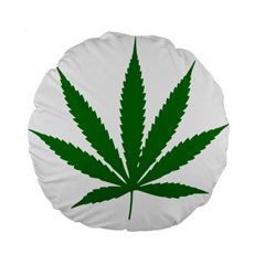 Marijuana Weed Drugs Neon Cannabis Green Leaf Sign Standard 15  Premium Flano Round Cushions