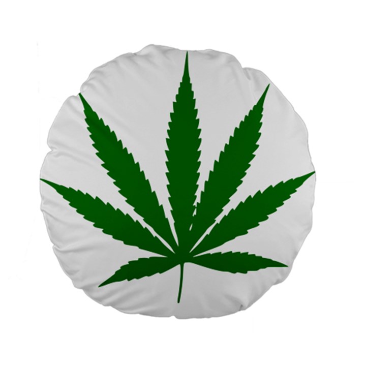 Marijuana Weed Drugs Neon Cannabis Green Leaf Sign Standard 15  Premium Flano Round Cushions