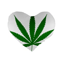 Marijuana Weed Drugs Neon Cannabis Green Leaf Sign Standard 16  Premium Flano Heart Shape Cushions by Mariart