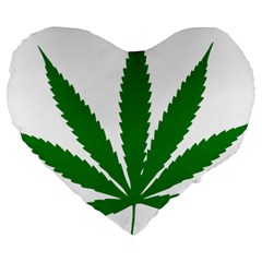 Marijuana Weed Drugs Neon Cannabis Green Leaf Sign Large 19  Premium Flano Heart Shape Cushions