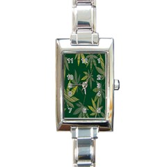 Marijuana Cannabis Rainbow Love Green Yellow Leaf Rectangle Italian Charm Watch