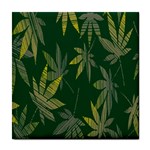 Marijuana Cannabis Rainbow Love Green Yellow Leaf Tile Coasters Front