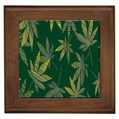 Marijuana Cannabis Rainbow Love Green Yellow Leaf Framed Tiles