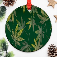 Marijuana Cannabis Rainbow Love Green Yellow Leaf Ornament (round) by Mariart