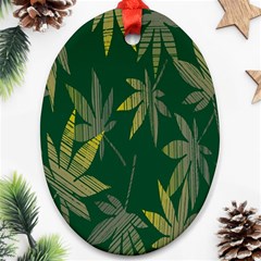 Marijuana Cannabis Rainbow Love Green Yellow Leaf Ornament (oval)