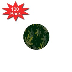 Marijuana Cannabis Rainbow Love Green Yellow Leaf 1  Mini Buttons (100 Pack)  by Mariart