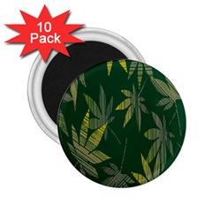 Marijuana Cannabis Rainbow Love Green Yellow Leaf 2 25  Magnets (10 Pack) 