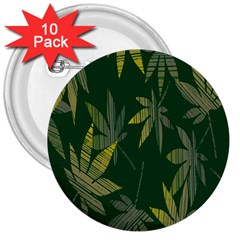 Marijuana Cannabis Rainbow Love Green Yellow Leaf 3  Buttons (10 Pack) 