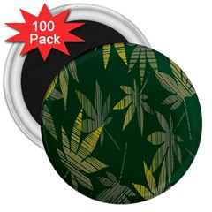 Marijuana Cannabis Rainbow Love Green Yellow Leaf 3  Magnets (100 Pack)