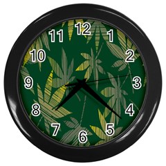 Marijuana Cannabis Rainbow Love Green Yellow Leaf Wall Clocks (black) by Mariart