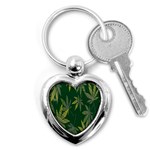 Marijuana Cannabis Rainbow Love Green Yellow Leaf Key Chains (Heart)  Front