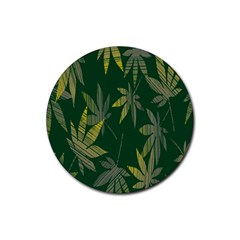 Marijuana Cannabis Rainbow Love Green Yellow Leaf Rubber Coaster (round)  by Mariart