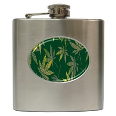 Marijuana Cannabis Rainbow Love Green Yellow Leaf Hip Flask (6 Oz)