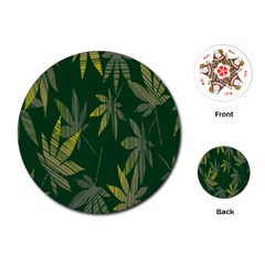 Marijuana Cannabis Rainbow Love Green Yellow Leaf Playing Cards (round) 