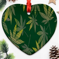 Marijuana Cannabis Rainbow Love Green Yellow Leaf Heart Ornament (two Sides) by Mariart