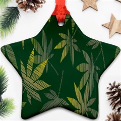 Marijuana Cannabis Rainbow Love Green Yellow Leaf Star Ornament (two Sides)