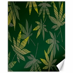 Marijuana Cannabis Rainbow Love Green Yellow Leaf Canvas 11  X 14   by Mariart