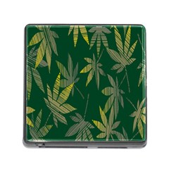 Marijuana Cannabis Rainbow Love Green Yellow Leaf Memory Card Reader (square)