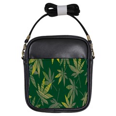 Marijuana Cannabis Rainbow Love Green Yellow Leaf Girls Sling Bags