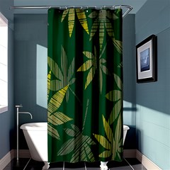 Marijuana Cannabis Rainbow Love Green Yellow Leaf Shower Curtain 36  X 72  (stall) 