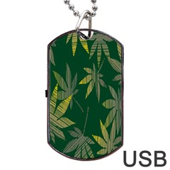 Marijuana Cannabis Rainbow Love Green Yellow Leaf Dog Tag Usb Flash (one Side) by Mariart