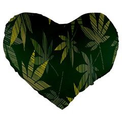 Marijuana Cannabis Rainbow Love Green Yellow Leaf Large 19  Premium Heart Shape Cushions