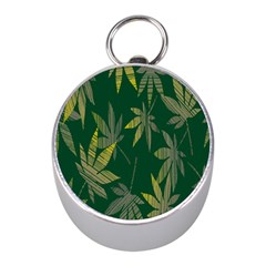 Marijuana Cannabis Rainbow Love Green Yellow Leaf Mini Silver Compasses