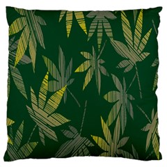 Marijuana Cannabis Rainbow Love Green Yellow Leaf Large Flano Cushion Case (one Side) by Mariart