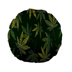 Marijuana Cannabis Rainbow Love Green Yellow Leaf Standard 15  Premium Flano Round Cushions by Mariart