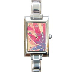 Marijuana Heart Cannabis Rainbow Pink Cloud Rectangle Italian Charm Watch