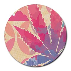 Marijuana Heart Cannabis Rainbow Pink Cloud Round Mousepads by Mariart