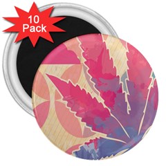 Marijuana Heart Cannabis Rainbow Pink Cloud 3  Magnets (10 Pack)  by Mariart