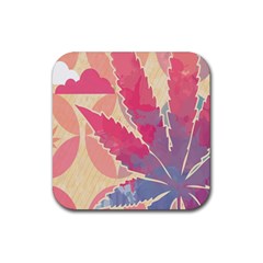 Marijuana Heart Cannabis Rainbow Pink Cloud Rubber Coaster (square) 