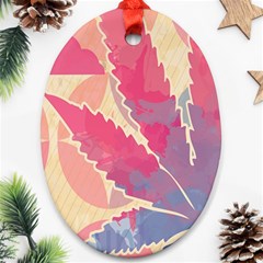 Marijuana Heart Cannabis Rainbow Pink Cloud Oval Ornament (two Sides) by Mariart