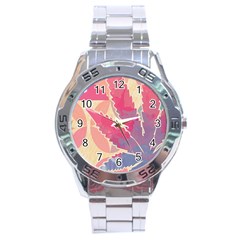 Marijuana Heart Cannabis Rainbow Pink Cloud Stainless Steel Analogue Watch by Mariart