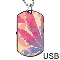 Marijuana Heart Cannabis Rainbow Pink Cloud Dog Tag Usb Flash (one Side) by Mariart